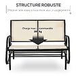 OUTSUNNY - Banc à bascule de jardin 2 places design contemporain grand confort accoudoirs assise et dossier ergonomique acier textilène beige - vignette