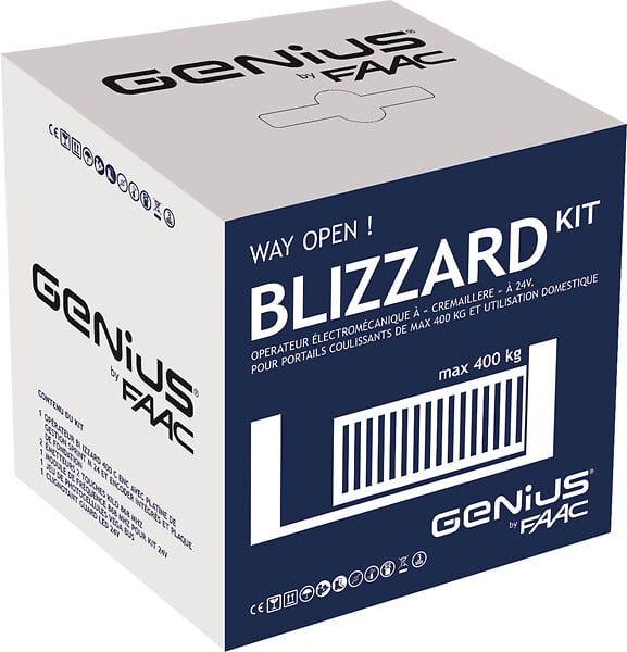 GENIUS BY FAAC - Blizzard Kit 400 C Enc 24 V - Genius By Faac Blizzard - Kit Motorisation Portail Coulissant - Portails En Bois, Alu, Acier, Pvc (avec Renfort) - large