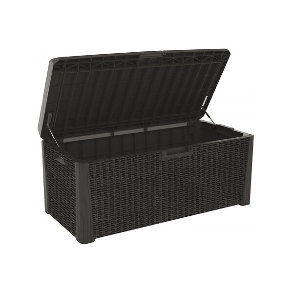 TOOMAX - Coffre de jardin en résine 560 Litres Gris Anthracite Cousin inclus Effet rotin L147xP72xH65 cm TOOMAX - large