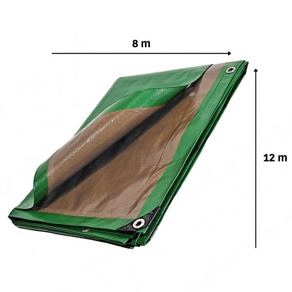 TECPLAST - Bache plastique 8 x 12 m Verte et marron Etanche Traitée anti UV Polyéthylène 250g/m² - large
