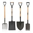 VITO - Pack 4 outils de jardin Acier Manche en Bois Fourche + Pelle carrée + Pelle ronde + Bêche VITO - vignette
