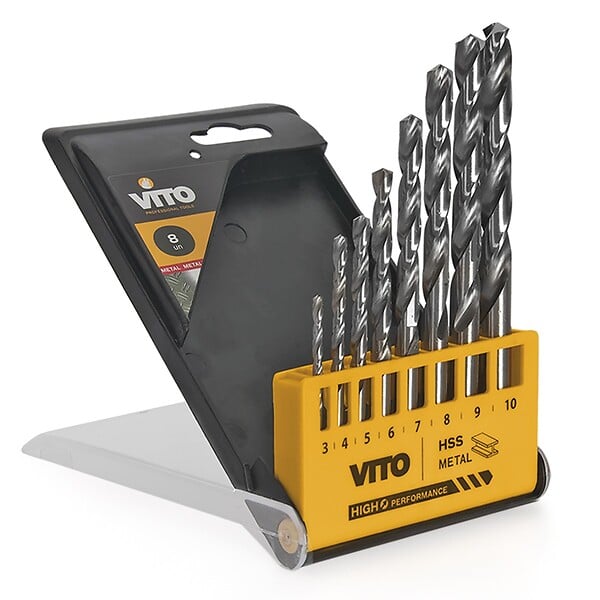 VITO - Perceuse à percussion 600W  + 8 Forets Acier 3 à 10 mm + Boite à outils 18" VITO - large