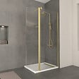 AURLANE - Paroi de Douche et Volet Pivotant 80+40x200 cm - Profilé + Barre de Fixation Or Doré Brossé - vignette