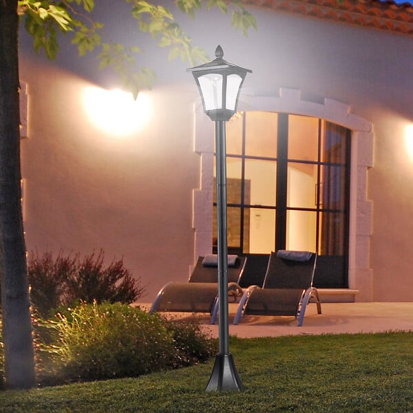 HOMCOM - Outsunny Luminaire extérieur solaire lampadaire lanterne classique LED 40 Lm dim. 18L x 18l x 160H cm noir - large