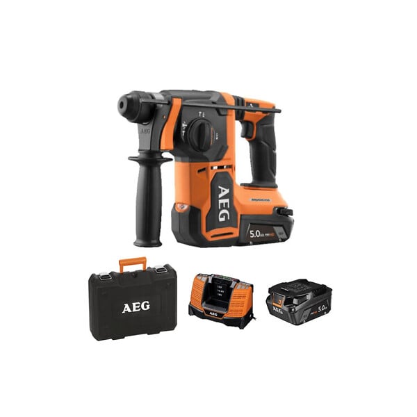 AEG - Perforateur burineur SDS+ AEG - BBH18BL2-502C - 18V Brushless - 2 batteries 5,0Ah - Chargeur - large