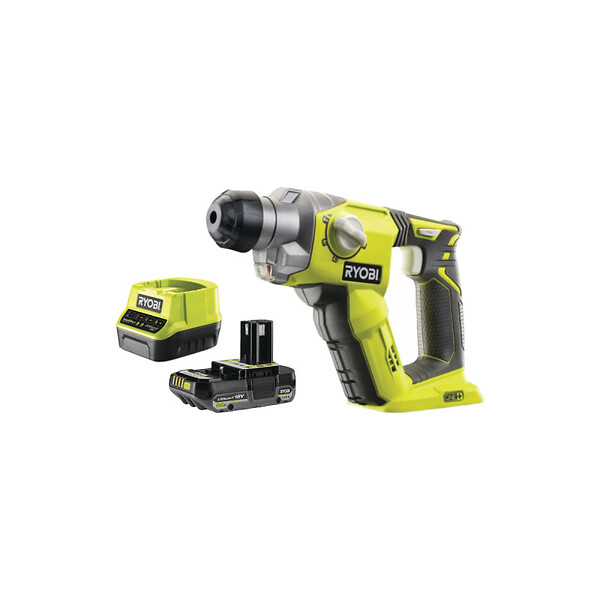RYOBI - Pack RYOBI Marteau perforateur R18SDS-0 - 18V One+ - 1 Batterie 2.0Ah - 1 Chargeur rapide - large