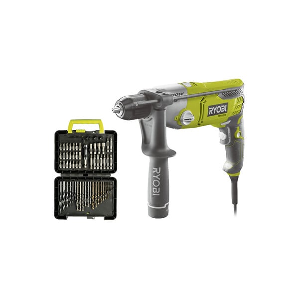RYOBI - Pack RYOBI Perceuse à percussion RPD1010K - 1010W - Coffret de 60 accessoires - RAK60DDF - large