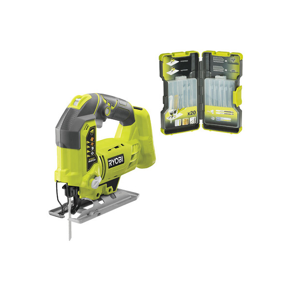 RYOBI - Pack RYOBI - Scie sauteuse pendulaire R18JS-0 - 18 V One+ sans batterie ni chargeur - Coffret de20 lames panachées bois et métal 75-100mm RAK20JB - large