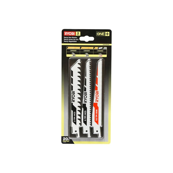 RYOBI - Pack RYOBI - Scie sabre Brushless R18RS7-0 - 18V One+ - sans batterie ni chargeur - Lot de 3 lames RAK3RBWM spéciales scie - large