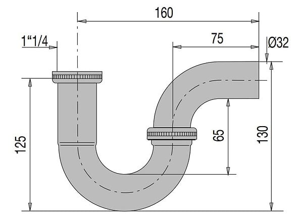 VALENTIN - Siphon tube de lavabo en laiton chromé - VALENTIN - 16710000800 - large