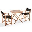 OVIALA - Table bistrot pliante carrée et 2 chaises pliantes noir - Sete - vignette