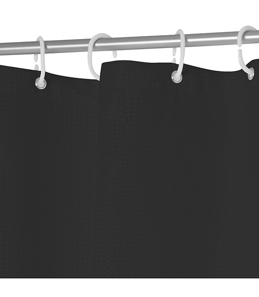 5 FIVE SIMPLY SMART - Rideau de Douche Nid d'Abeille Noir Charbon 180 x 200 cm anneaux inclus - large