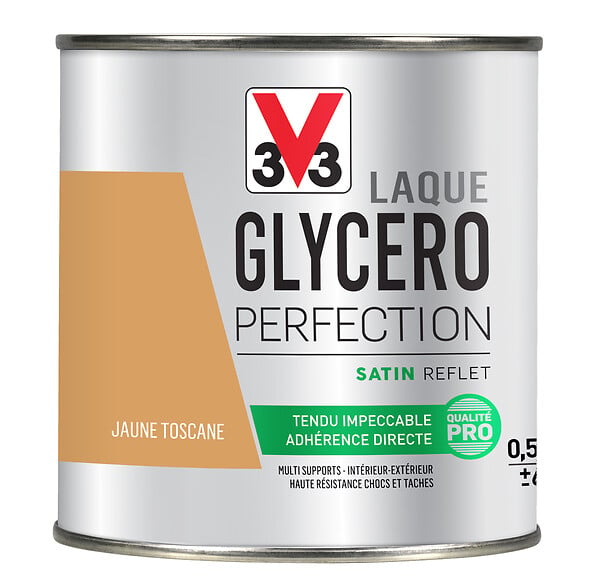 V33 PEINTURE - Peinture laque Glycero - Jaune toscane - Satin - 0,5L - large
