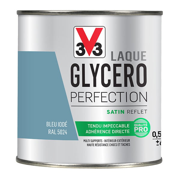 V33 PEINTURE - Peinture laque Glycero - Bleu iode - Satin - 0,5L - large