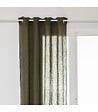 ATMOSPHERA - Rideau à œillets en Lin Vert Kaki avec surpiqûre noire 130 x 260 cm - vignette