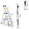 HOSTRÃ–M - Escabeau 5 marches DURAMP sécurisé avec rampes, tablette porte-outils, marchepied pliable aluminium, hauteur plateforme 97cm, garantie 5 ans Hoström - vignette