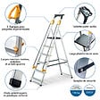HOSTRÃ–M - Escabeau 6 marches DURAMP sécurisé avec rampes, tablette porte-outils, marchepied pliable aluminium, hauteur plateforme 119cm, garantie 5 ans Hoström - vignette