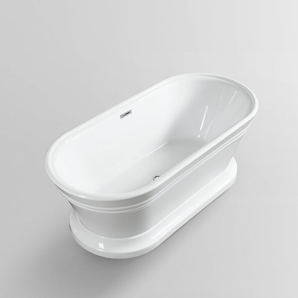 STANO - Baignoire îlot design sur socle ovale SEATTLE blanche 170 cm - large