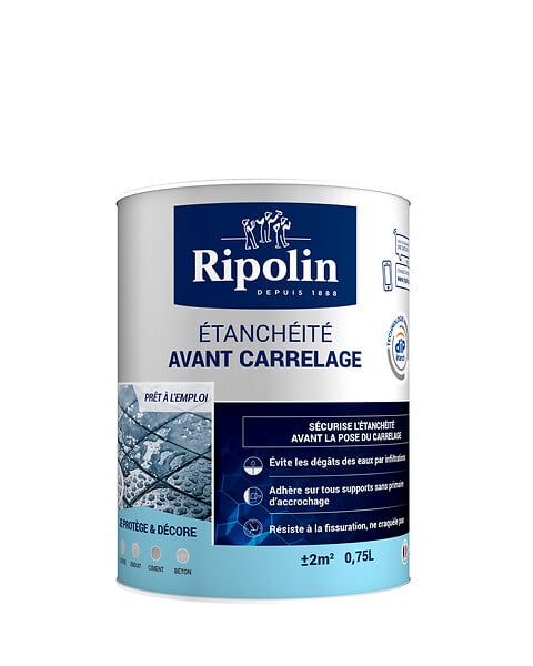RIPOLIN - Etancheite avant carrelage Blanc Mat Pot 0.75l - large