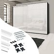 EMUCA - Kit de ferrures pour 2 portes coulissantes et armoire à fermeture souple Placard 74, profilé Wave, épaisseur 16mm, panneaux non inclus, Peint en blanc - vignette
