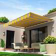 INTERSUN - Store banne loggia SAPHIR Gris Alu 4,00x2,50 M + Lambrequin (Manuelle - Jaune Gris DHR09) - vignette