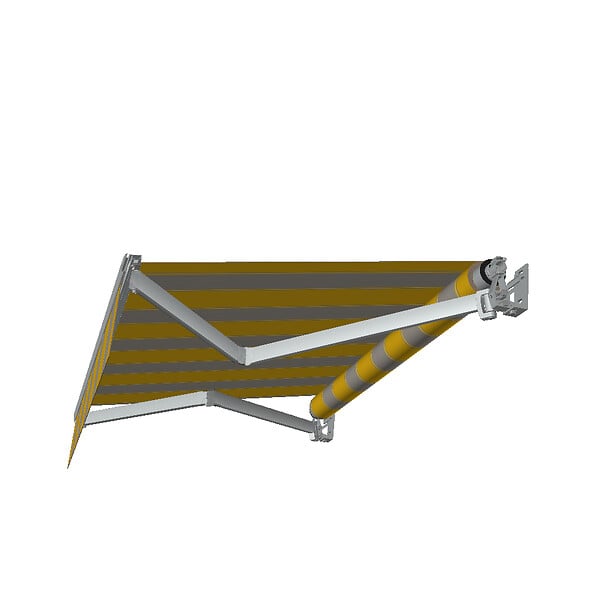 INTERSUN - Store banne loggia SAPHIR Gris Alu 4,00x2,50 M + Lambrequin (Manuelle - Jaune Gris DHR09) - large