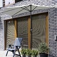 OUTSUNNY - Demi parasol - parasol de balcon 5 entretoises métal polyester 2,69L x 1,38l x 2,36H m crème - vignette