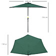 OUTSUNNY - Demi parasol - parasol de balcon 5 entretoises métal polyester 2,69L x 1,38l x 2,36H m vert - vignette