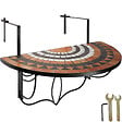 TECTAKE - Table de balcon rabattable 75 x 65 x 62 cm terracotta/blanc - vignette