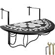 TECTAKE - Table de balcon rabattable 75 x 65 x 62 cm noir/blanc - vignette