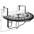 TECTAKE - Table de balcon rabattable 75 x 65 x 62 cm noir/blanc - vignette