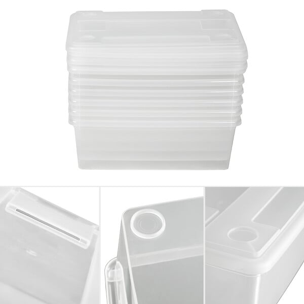 TECTAKE - 6 boîtes de rangement plastique blanc transparent - large