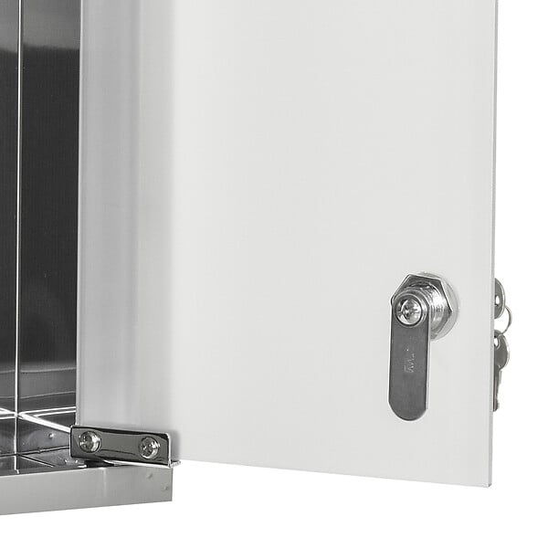 KLEANKIN - Armoire à pharmacie 2 étagères 3 niveaux 20L x 12l x 58H cm porte verre trempé symbole croix acier inox. - large