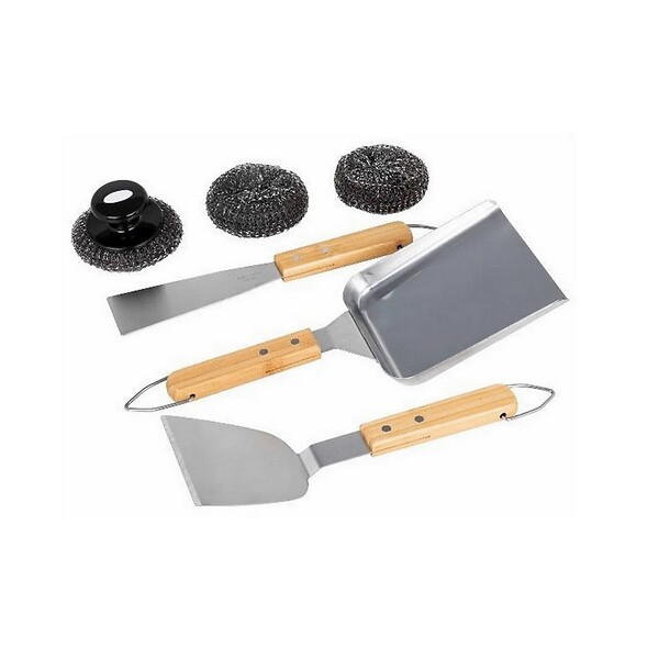 SOMAGIC - Valisette alu spéciale plancha ( spatule grattoir brosse, tampon recharge brosse et pelle à légumes) - large