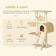 PAWHUT - Arbre à chat griffoir arbre à grimper tour de jeu stable à plusieurs niveaux centre d'activités hauteur 98 cm beige - vignette