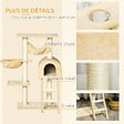 PAWHUT - Arbre à chat griffoir arbre à grimper tour de jeu stable à plusieurs niveaux centre d'activités hauteur 98 cm beige - vignette