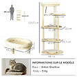 PAWHUT - Arbre à chat style nordique griffoir sisal naturel 4 plateformes coussins panier d'observation amovible bois pin panneaux bois clair - vignette