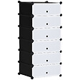 HOMCOM - Meuble de rangement à chaussures modulable 6 casiers rectangulaires empilables - noir et blanc - vignette