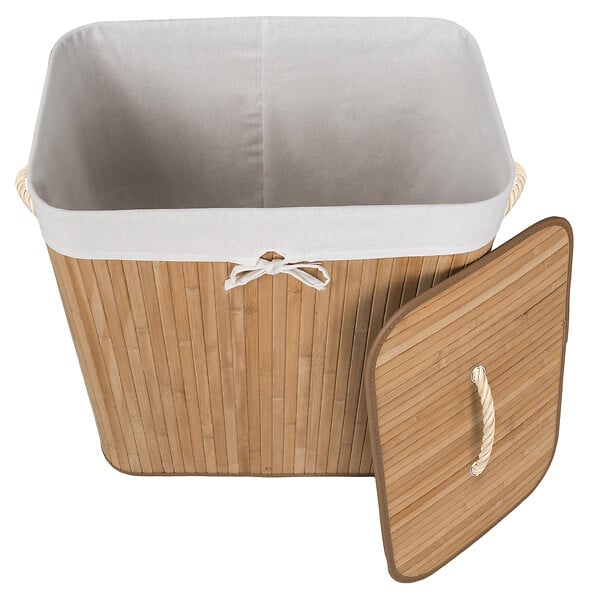 TECTAKE - Panier à linge bambou rectangulaire beige - large