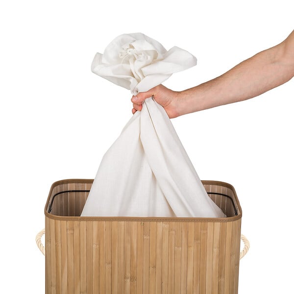 TECTAKE - Panier à linge bambou rectangulaire beige - large