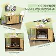 PAWHUT - Maison de toilette pour chat style industriel porte entrée latérale boule suspendue châssis acier aspect bois clair - vignette