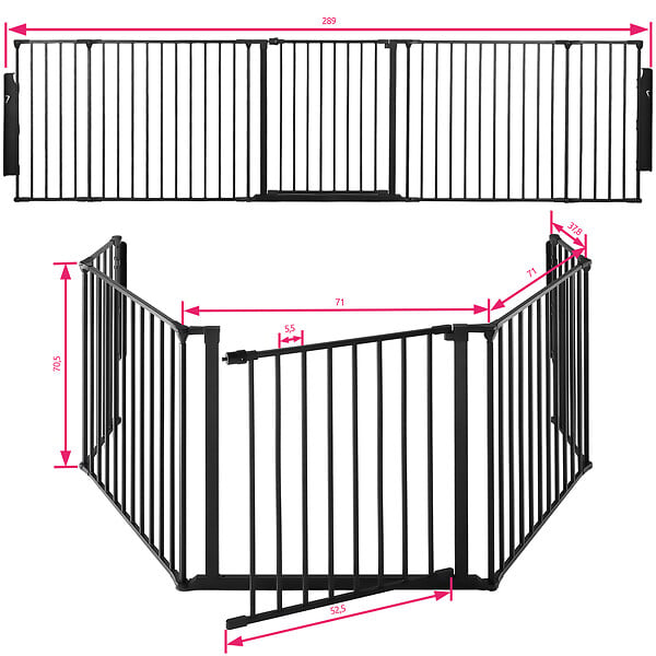 TECTAKE - Barrière de sécurité AGNI 5 panneaux avec portillon - large