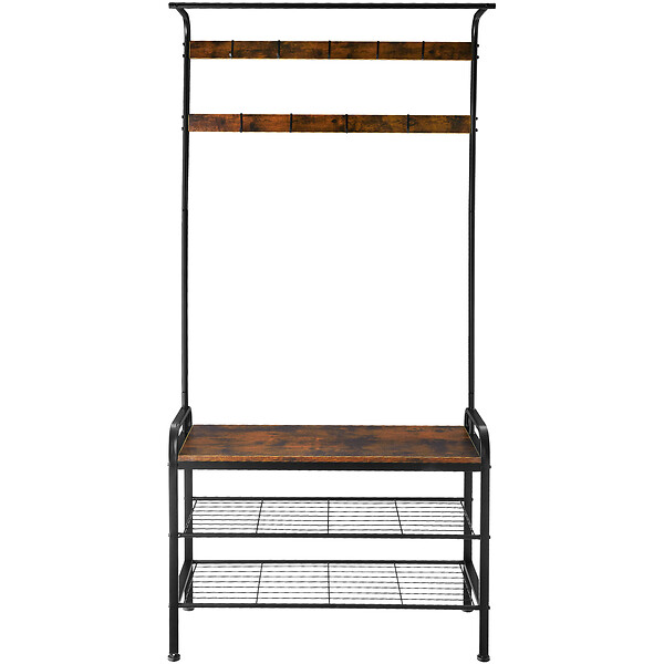 TECTAKE - Portemanteau Bois foncé industriel, rustique - large