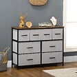 HOMCOM - Commode meuble de rangement 8 tiroirs - dim. 100L x 30l x 78H cm - structure acier noir tissu pliant gris - vignette