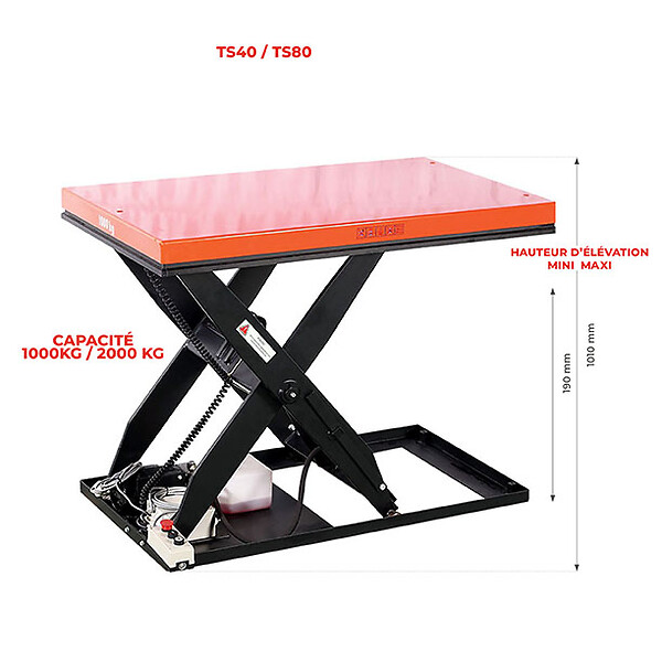 STOCKMAN - Table élévatrice électrique économique 380V 0,75kW capacité 1000 kg plateforme 1300 x 800 mm HWLC1000 Stockman - large