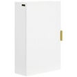 KLEANKIN - Armoire murale de salle de bain - porte, 2 étagères - poignée métal doré MDF blanc - vignette