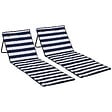 OUTSUNNY - Lot de 2 tapis de plage rembourrés pliables - matelas de plage - dossier inclinable, rangement - métal polyester blanc bleu - vignette