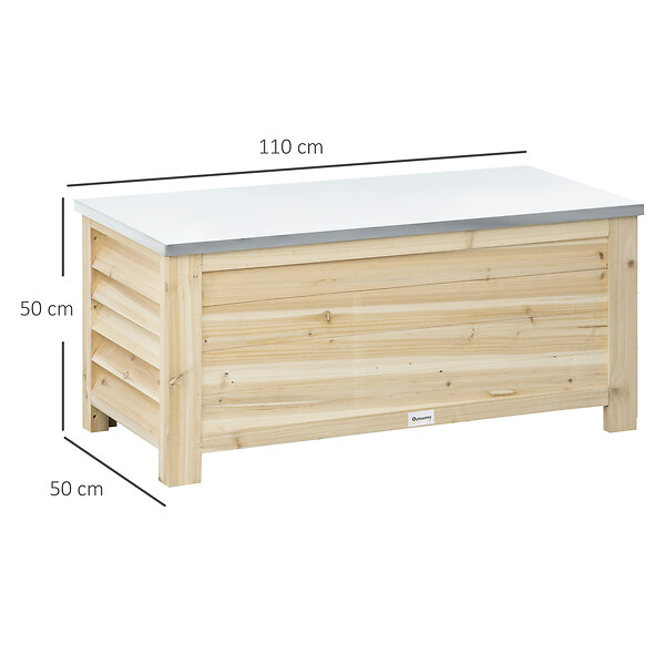 OUTSUNNY - Banc coffre de jardin 2 en 1 - dim. 110L x 50l x 50H cm - charge max. 120 Kg - bois sapin pré-huilé acier galvanisé - large