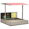 OUTSUNNY - Bac à sable bois carré dim. 1,18L x 1,13l x 1,10H m - hauteur, inclinaison toit réglable, refermable - tableau, jeu - bois sapin gris - vignette