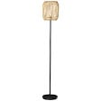 HOMCOM - Lampadaire aspect cannage style cosy 40 W max. H.158 cm piètement mât métal noir abat-jour corde papier tressé main - vignette